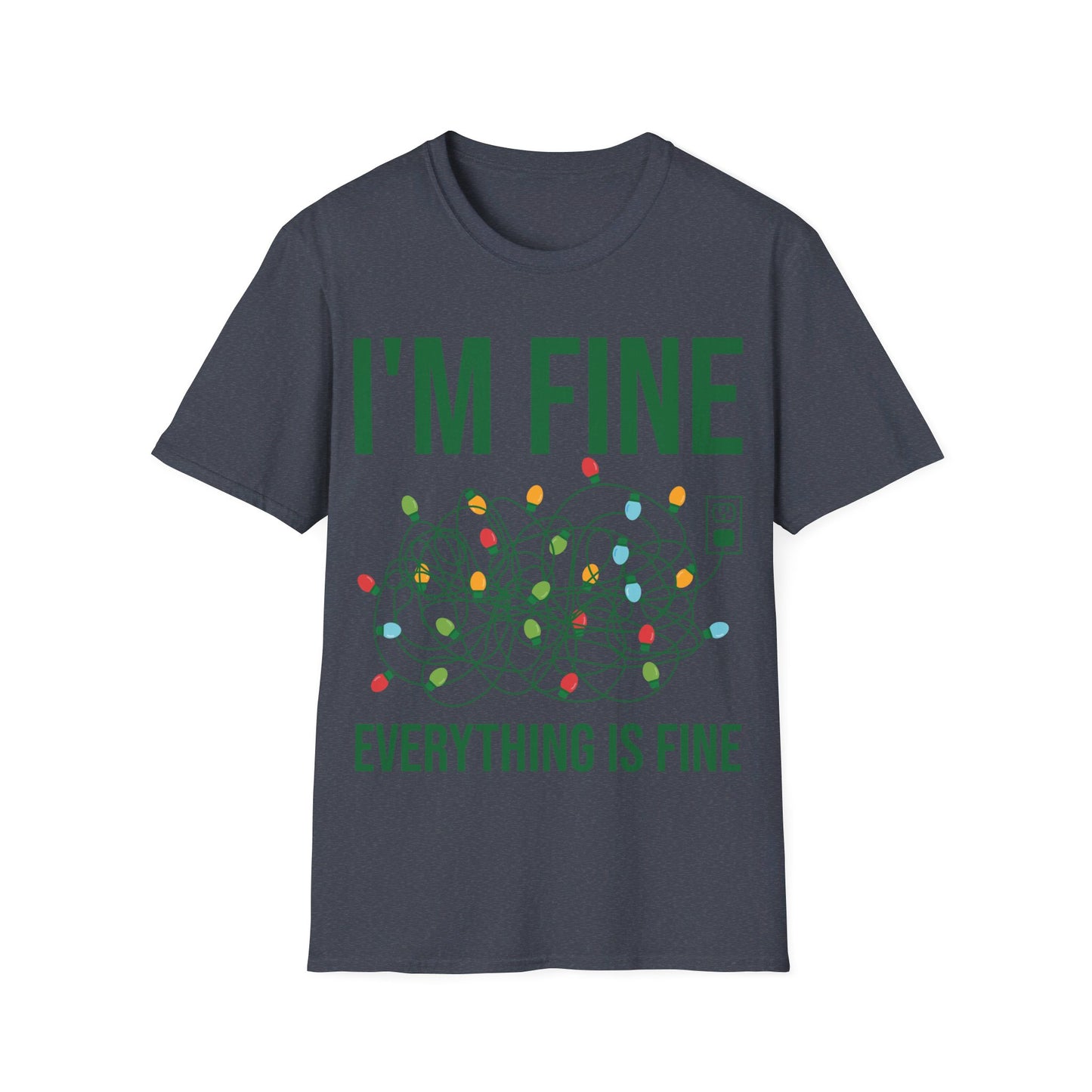 Funny I'm Fine Everything Is Fine Christmas Lights Xmas T-Shirt Men Women