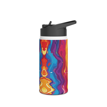 Rainbow Splash Vibrant Pattern Stainless Steel Water Bottle with Twist-on Lid and Double-Wall Vacuum Insulation