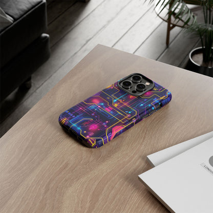 Cyberpunk Neon Vibrant Pattern iPhone 13 14 15 16 Pro Max Plus Case Wireless Charging Compatible Tough Cases Protection, Magnetic Phone Case for iPhone Classic Series