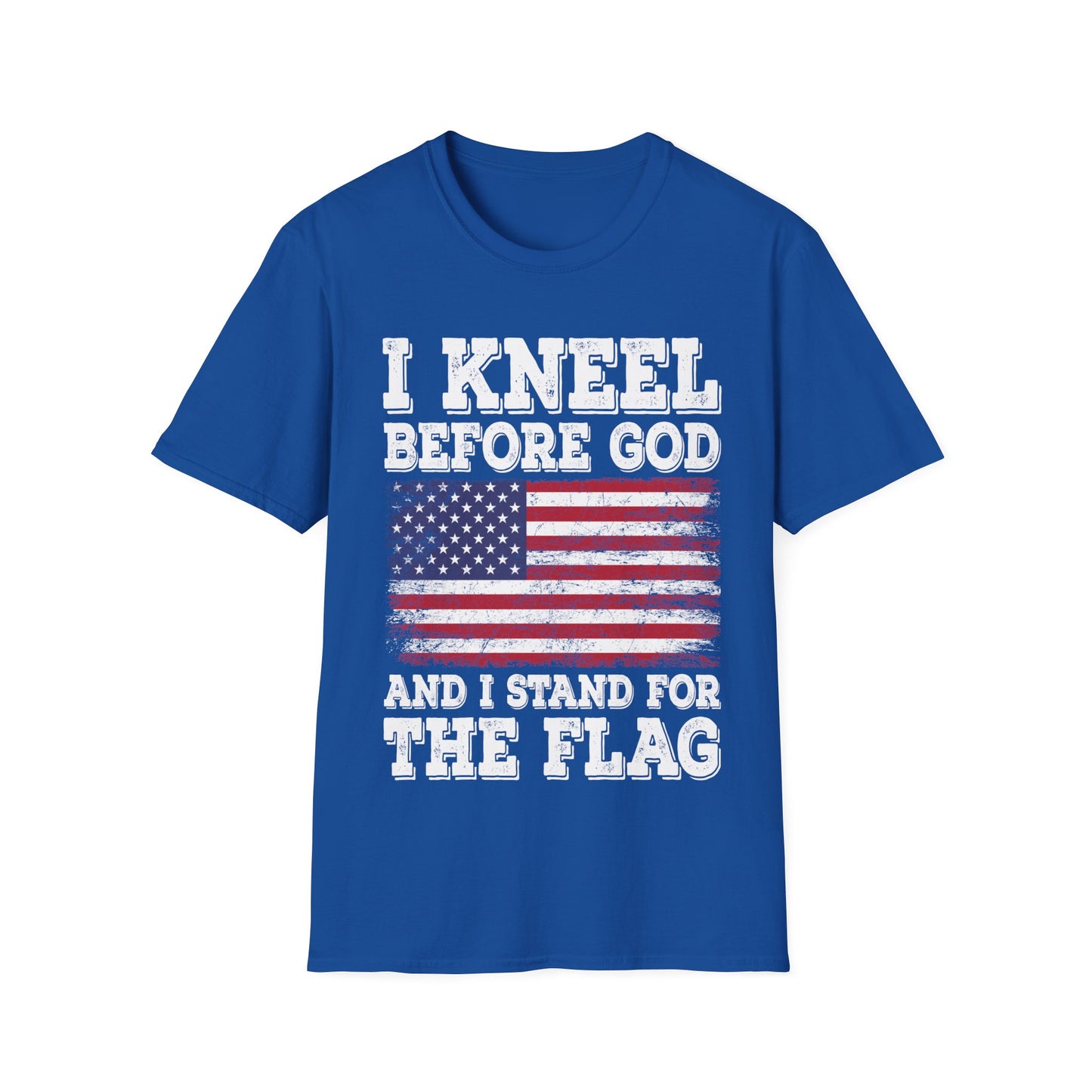 I Kneel Before God And I Stand For The Flag USA United States Flag T-Shirt