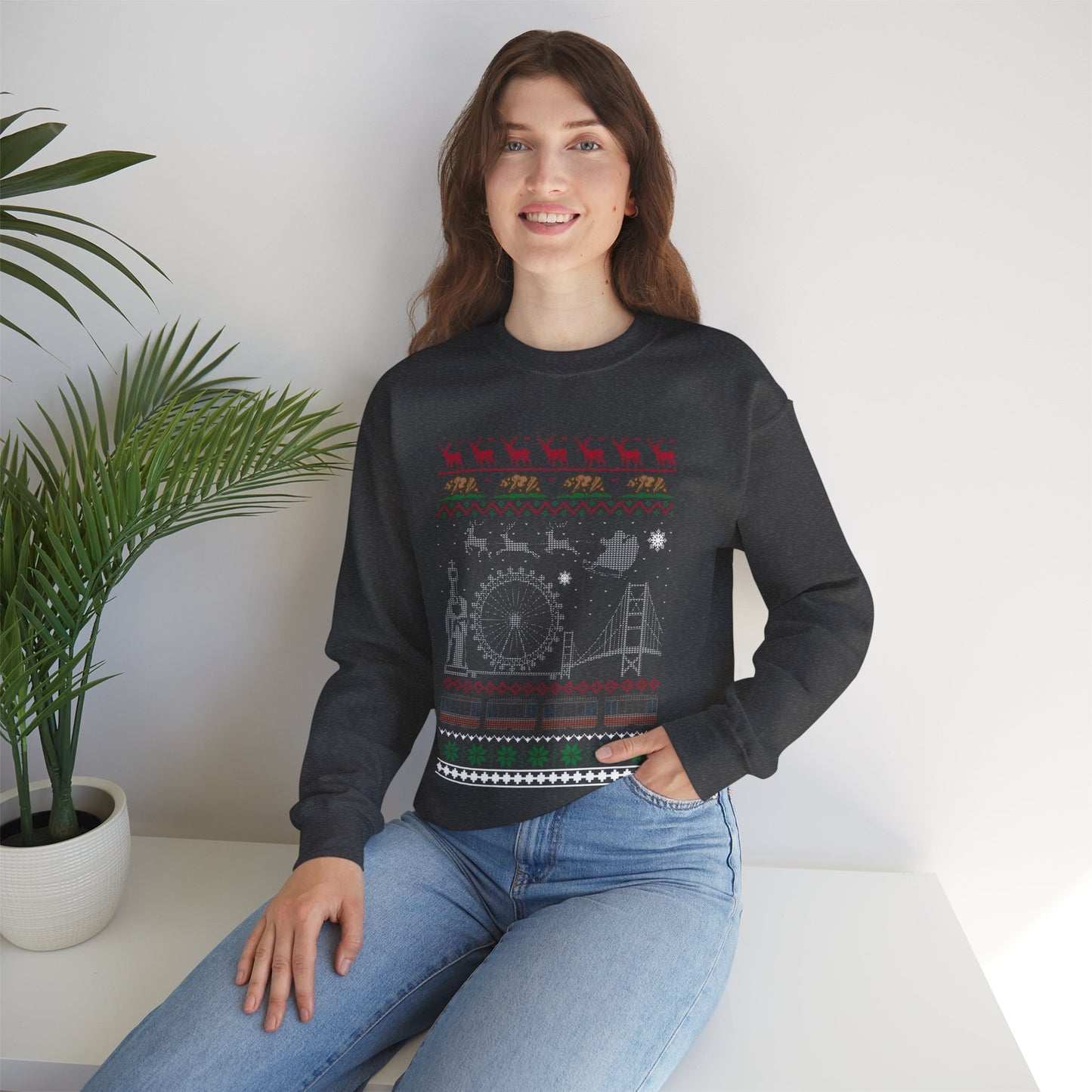 I Love California Christmas Santa, Reindeer Funny Ugly Christmas Jumper Sweatshirt