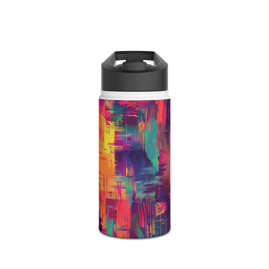 Glitch Art Pattern Stainless Steel Water Bottle with Twist-on Lid and Double-Wall Vacuum Insulation