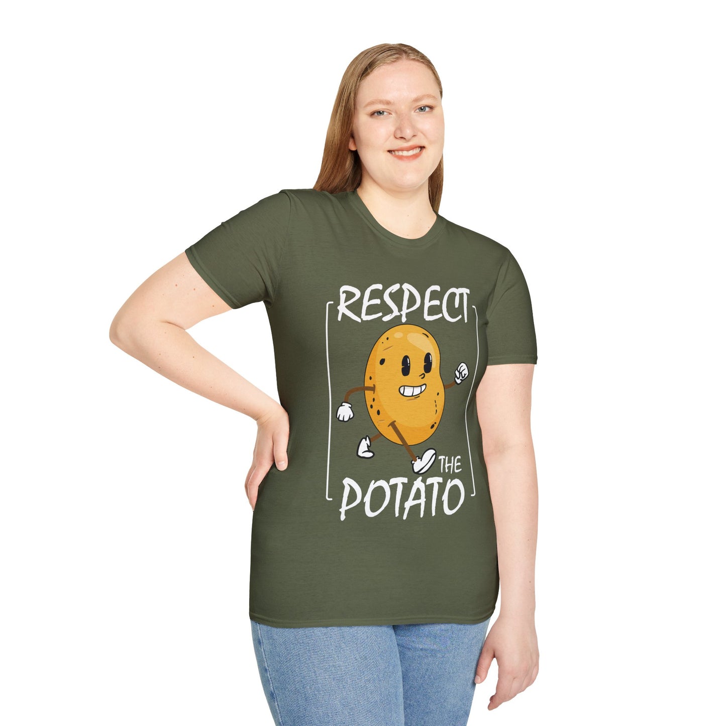 Funny Respect The Potato Gift Men Cute Root Vegetable Lovers Vegan T-Shirt For Men Women T-Shirt