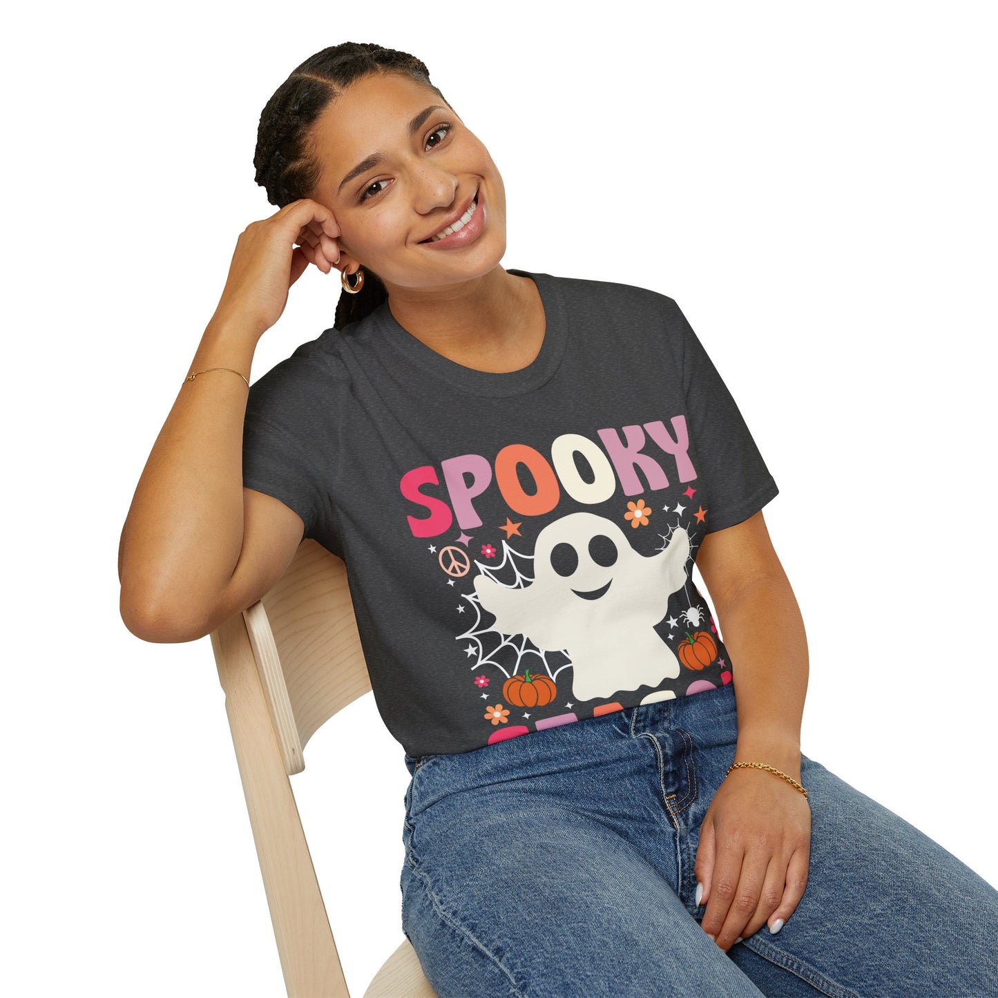 Groovy Spooky Season Cute Ghost Pumpkin Halloween T-Shirt For Men Women Kids