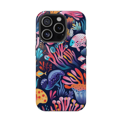 Underwater World Pattern iPhone 13 14 15 Pro Max Plus Case Compatible with MagSafe Tough Cases Protection, Magnetic Phone Case for iPhone  Classic Series