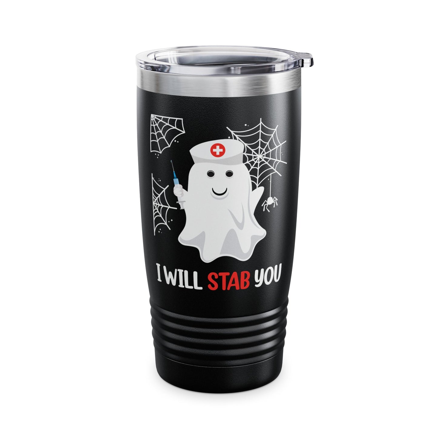 Funny Nurse Ghost I Will Stab You Shot Halloween Boo Women Tumbler