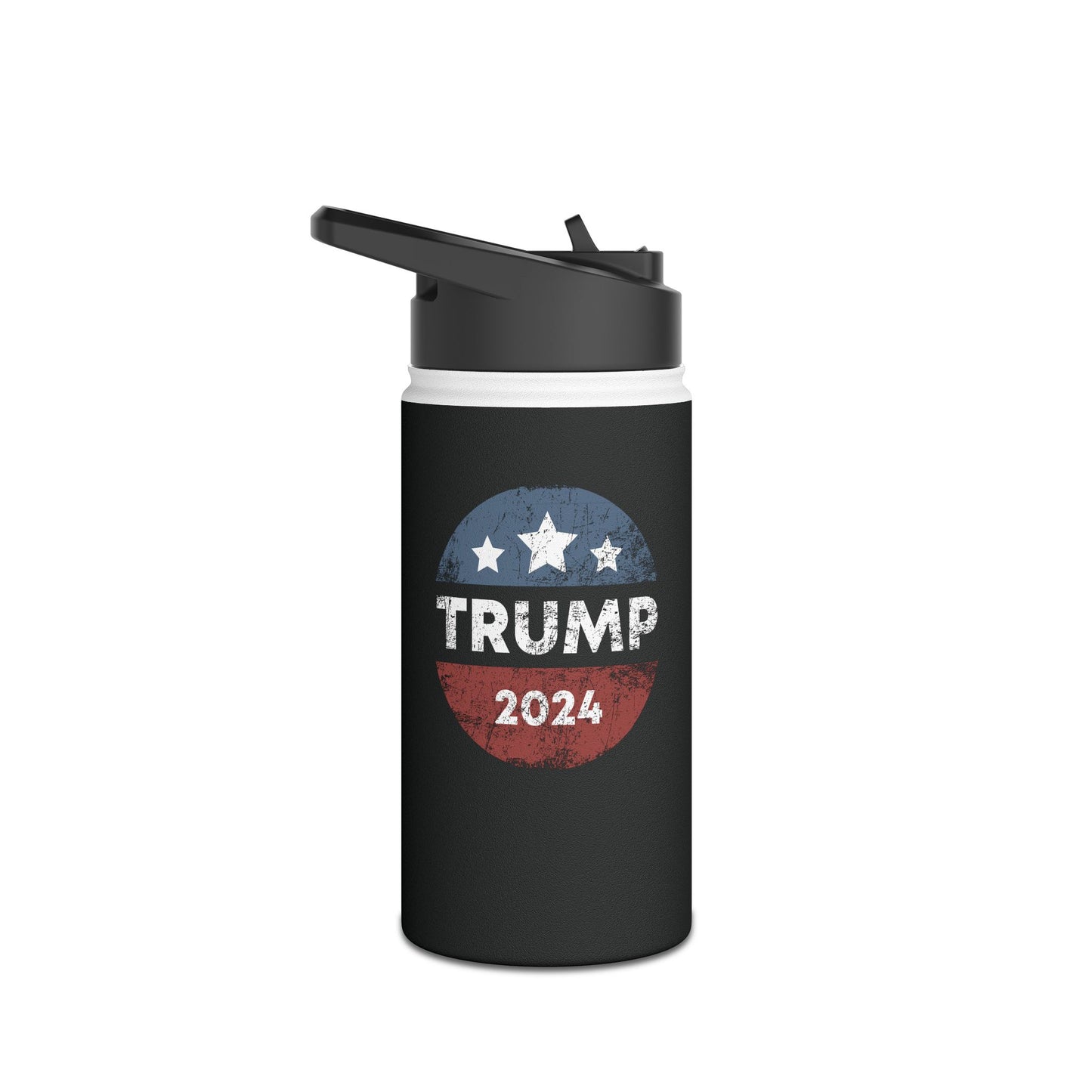 Trump 2024 Retro Campaign Button Re Elect President Trump Water Bottle For Men Women