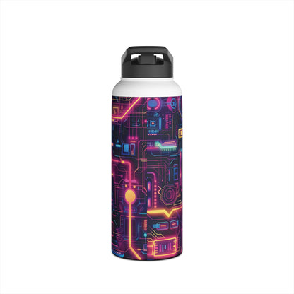 Cyberpunk Neon Pattern Stainless Steel Water Bottle with Twist-on Lid and Double-Wall Vacuum Insulation