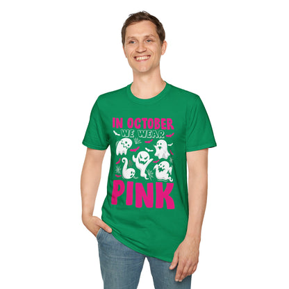 Groovy Wear Pink Breast Cancer Warrior Cute Ghost Halloween T-Shirt
