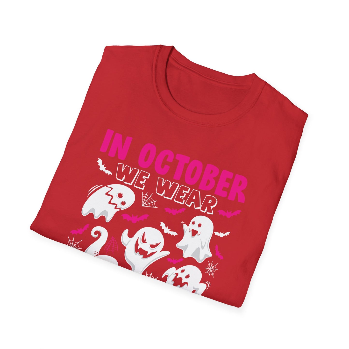 Groovy Wear Pink Breast Cancer Warrior Cute Ghost Halloween T-Shirt