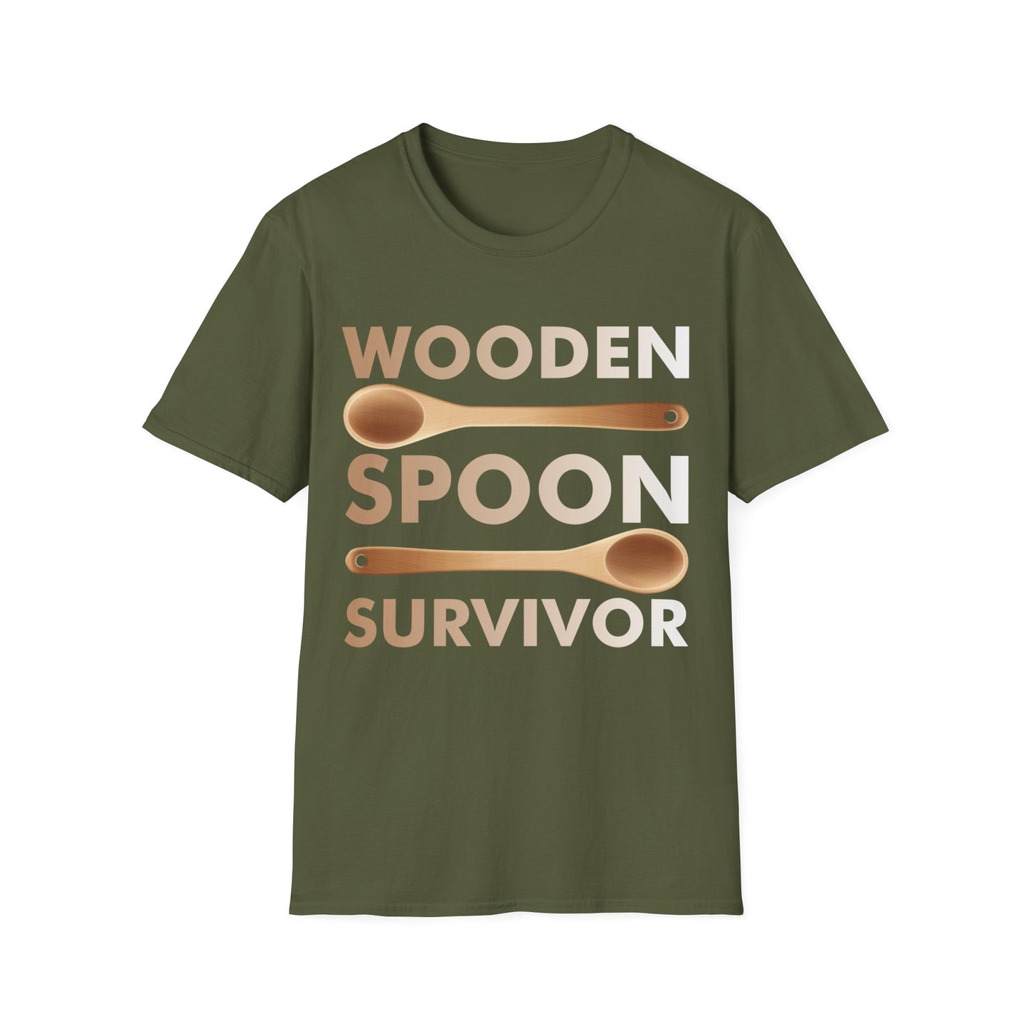 Funny Wooden Spoon Survivor Retro Novelty Sarcastic T-Shirt Men Women