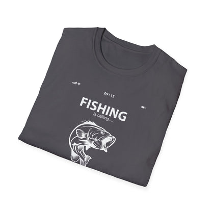 Funny Fishing Is Calling Me T-Shirt Phone Screen Fishing Sailing Rod Tee Top Men