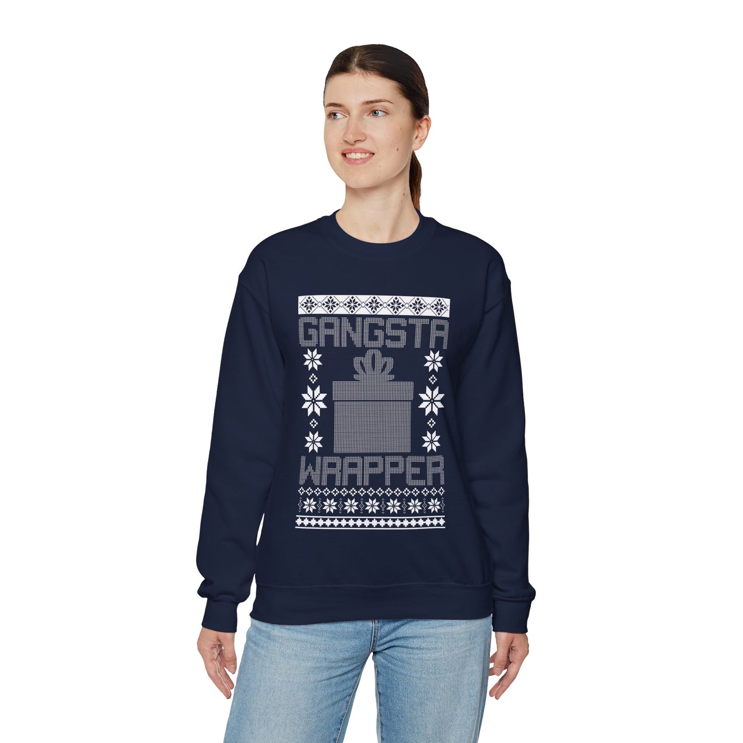 Gangsta Wrapper Funny Ugly Christmas Sweater Women Jumper Sweatshirt