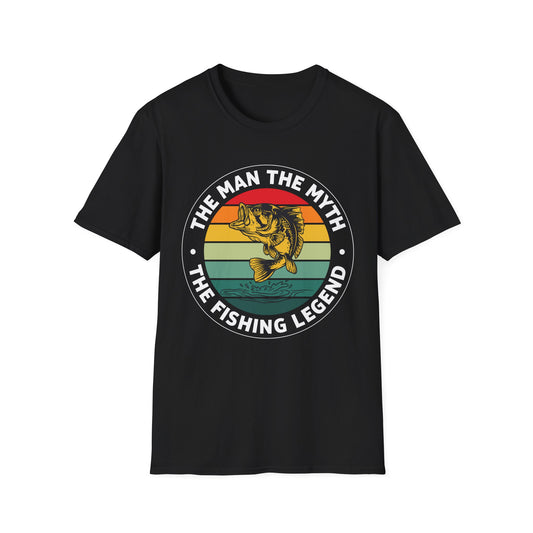 Mens Dad Man The Myth The Fishing Legend Fisherman Vintage Bass Fishing T-Shirt