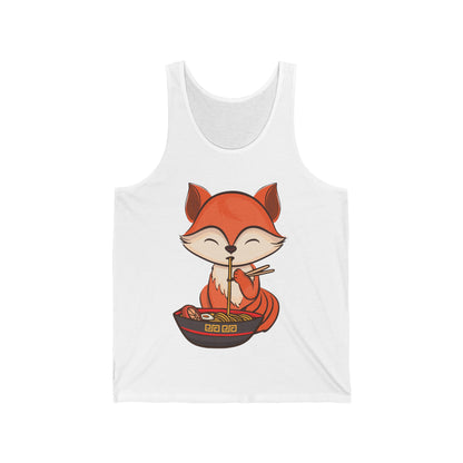 Fox Eating Ramen Kawaii Tee Japanese Cute Lovely Tank Top Men Women