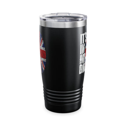 Funny Its In My DNA British Flag England UK Britain Union Jack Tumbler For Men Women Tumbler