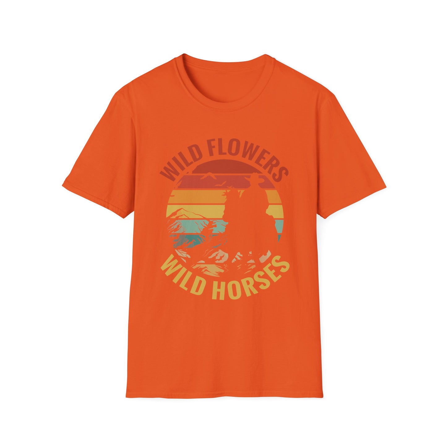 Wild Flowers and Wild Horses Vintage Sunset Country Cowgirl Cowboy T-Shirt For Men Women T-Shirt