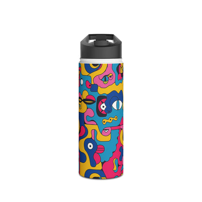 Pop Culture Fun Pattern Stainless Steel Water Bottle with Twist-on Lid and Double-Wall Vacuum Insulation