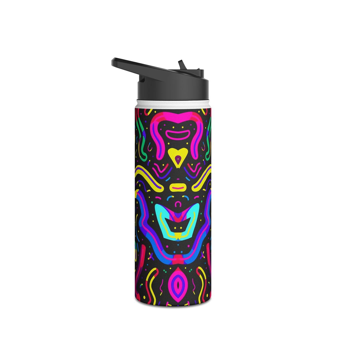 Neon Pattern Stainless Steel Water Bottle with Twist-on Lid and Double-Wall Vacuum Insulation