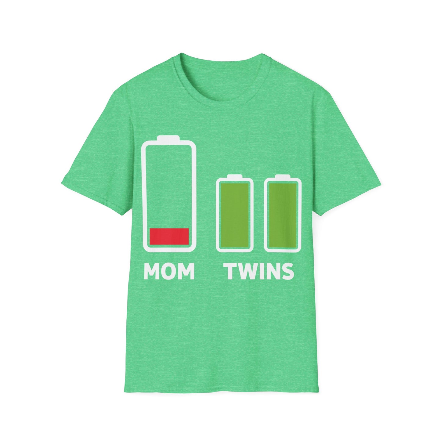 Funny Twin Mother Low Battery Tired Mom Of Twins T-Shirt