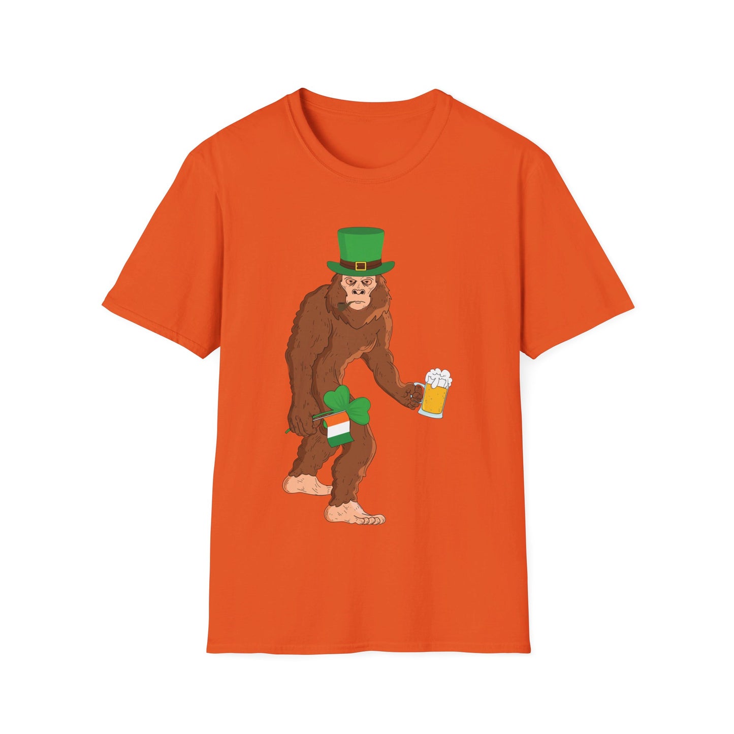 Funny Leprechaun Bigfoot St Patricks Day Sasquatch Irish Flag T-Shirt For Men Women T-Shirt