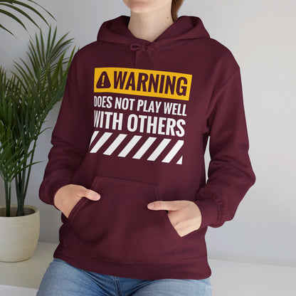 Funny Warning Does Not Play Well With Others Caution Sign Hoodie For Men Women Hoodie