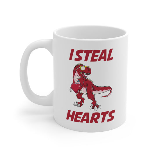 Valentines Day Dinosaur T rex Lover I Steal Hearts Coffee Mug Men Women Kids Boy