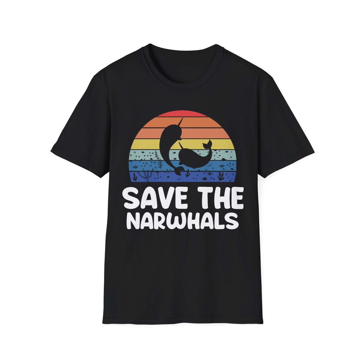 Funny Save The Narwhals Retro Narwhals T-Shirt Men Women