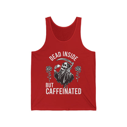 Funny Dead Inside But Caffeinated Skeleton Coffee Lover Drink Morning Tank Tops For Men Women