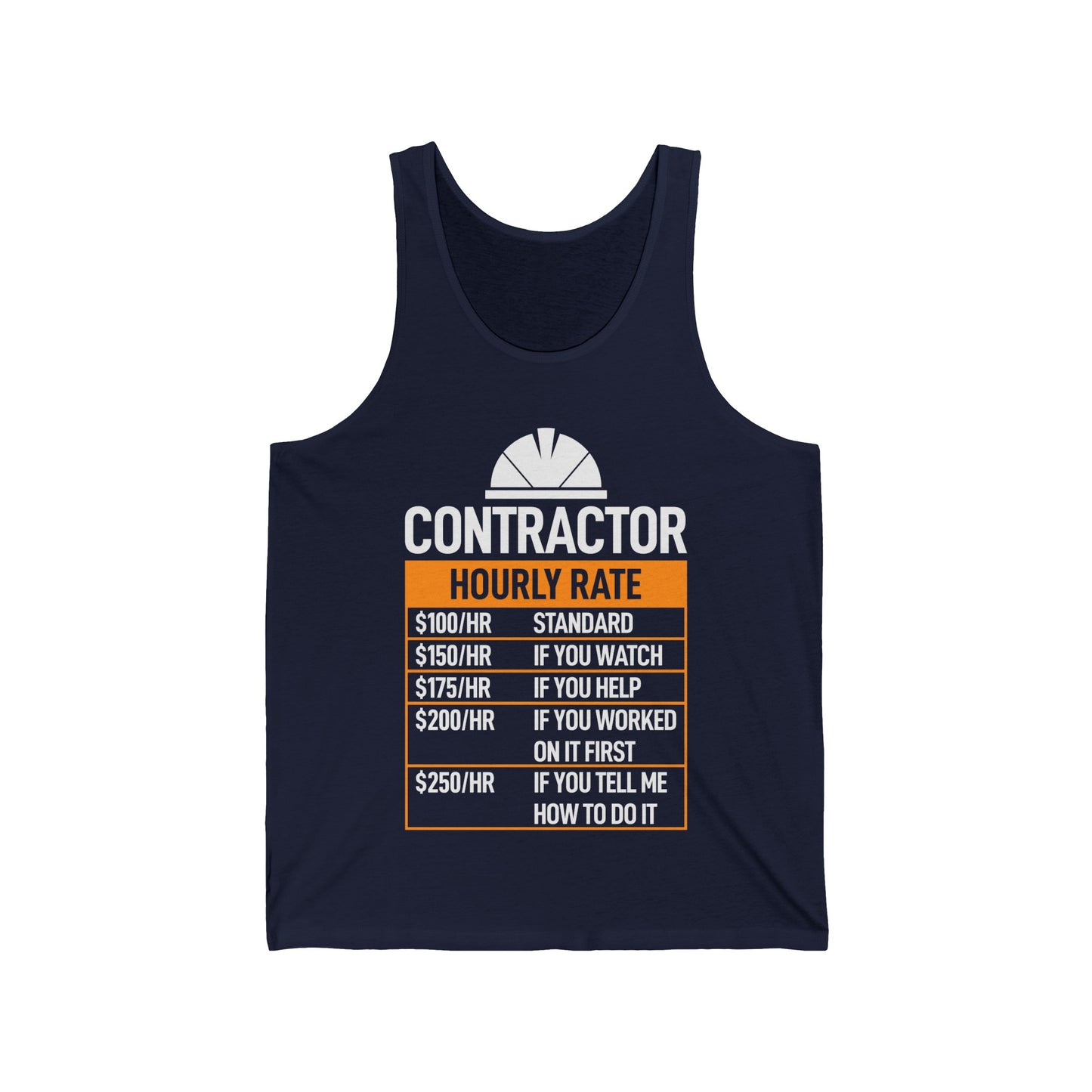 Funny Contractor Hourly Rate Price Chart Contractor Sarcastic Gift Tank Tops