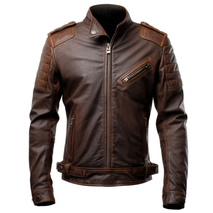 Mens Aviation Genuine Leather Jacket Military Lapel Zipper Pilot Vintage Leather Jackets