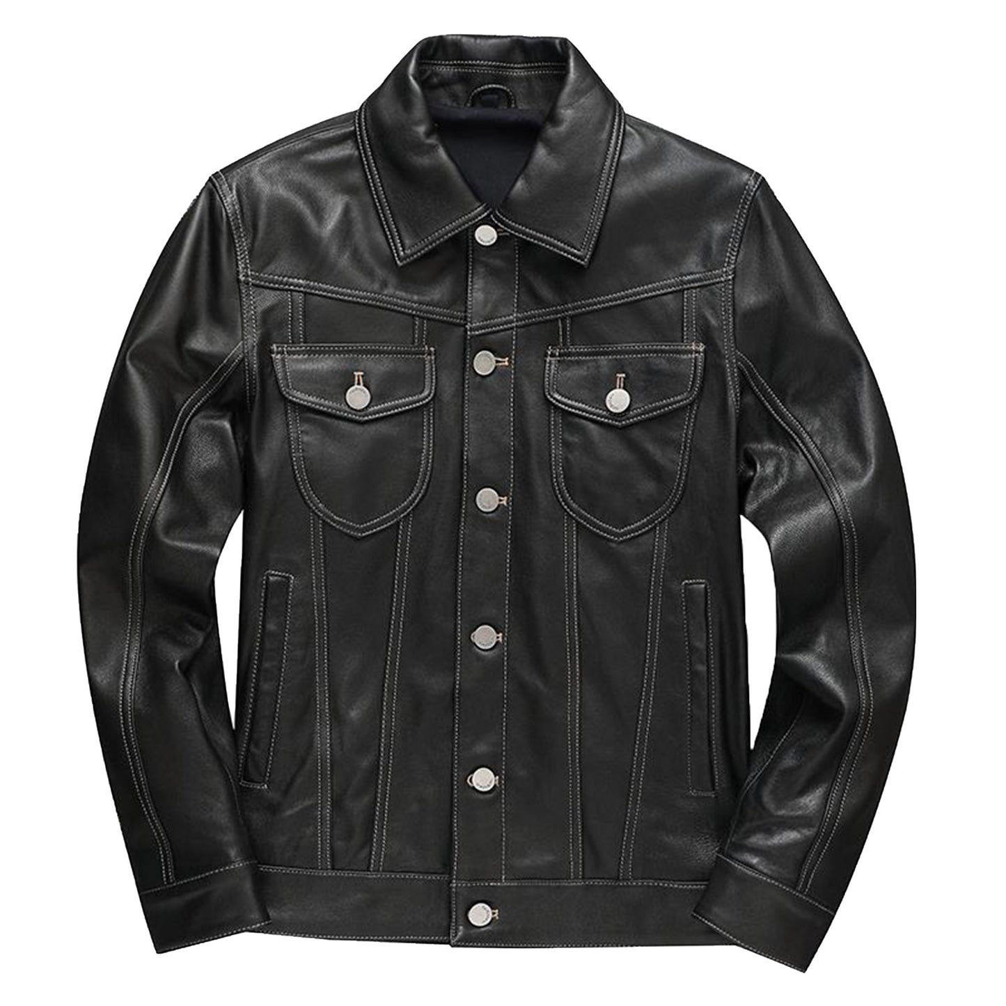 Casual Leather Jacket Men Classic Denim Coat Men Real Genuine Leather Jackets For Men