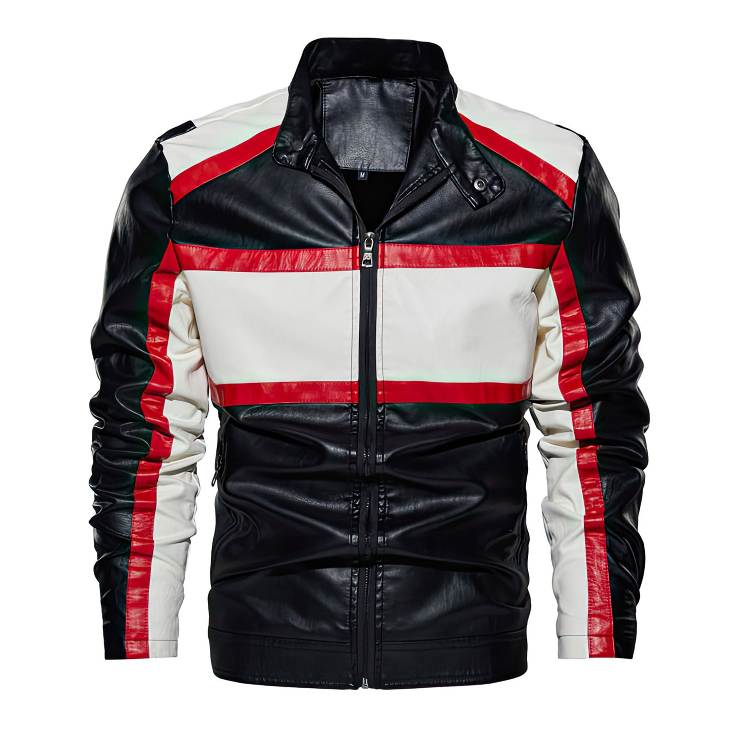 Men's Motorcycle Leather Street Cool Motorcycle Leather Collar Color Matching Classic Zipper Leather Jacket Genuine Leather Jackets