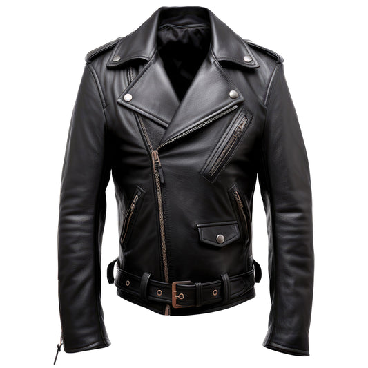 Mens Black Double Rider Casual Motorcycle Sheepskin Coat Zipper Multi Pockets Stand Collar Bikers Genuine Leather Jackets