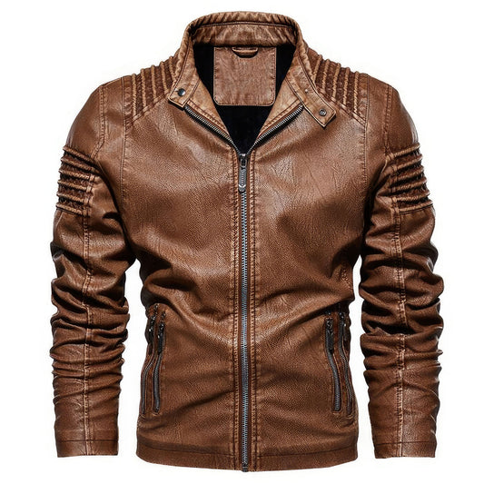 Men's Leather Jacket Motorcycle Biker Leather Coats Male Outerwear Fashion Warm Thicken Wool Liner Genuine Leather Jackets