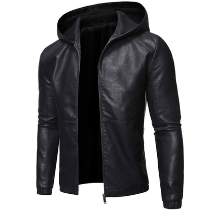 Mens Hood Leather Jacket Motorcycle Fleece Warm Genuine Biker Vintage Coat Moto Casual Slim Pilot Leather Jackets