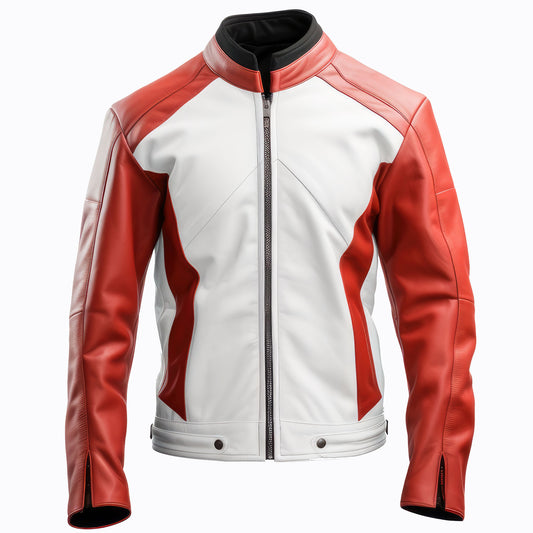 Mens Leather Jacket Inspired by Canada Flag Casual Motorcycle Zipper Coat With Canadas Flag Genuine Leather Jackets