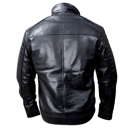 Mens Causal Vintage Leather Jacket Coat Male Outfit Motor Biker Pocket Genuine Leather Jackets