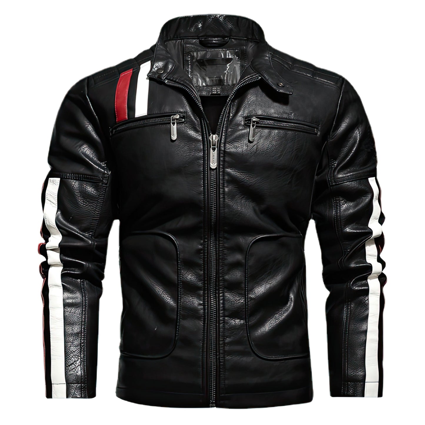 Mens Biker Leather Jacket Stand Collar Zipper Coat Fashion Casual Slim Windbreaker Motorcycle Genuine Leather Jackets