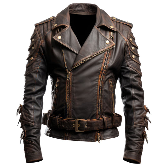 Mens Aviation Genuine Leather Jacket Military Lapel Zipper Pilot Brown Vintage Leather Jackets