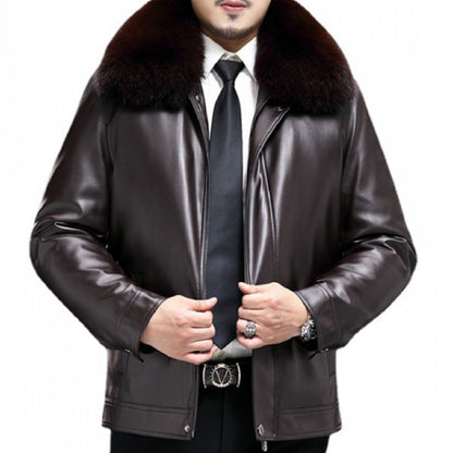 Mens Short Fur Coat Golden Mink Liner Thickening Warm Winter Genuine Leather Jacket