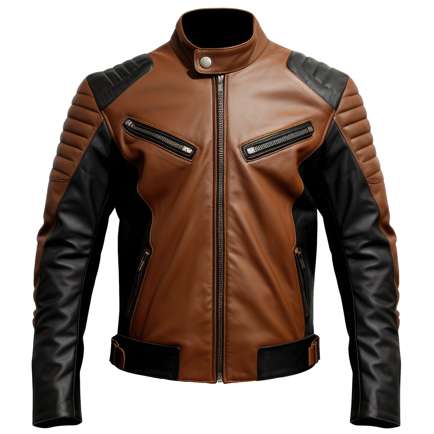 Mens Racer Leather Jacket Casual Motorcycle Sheepskin Coat Zipper Pockets Genuine Leather Jackets