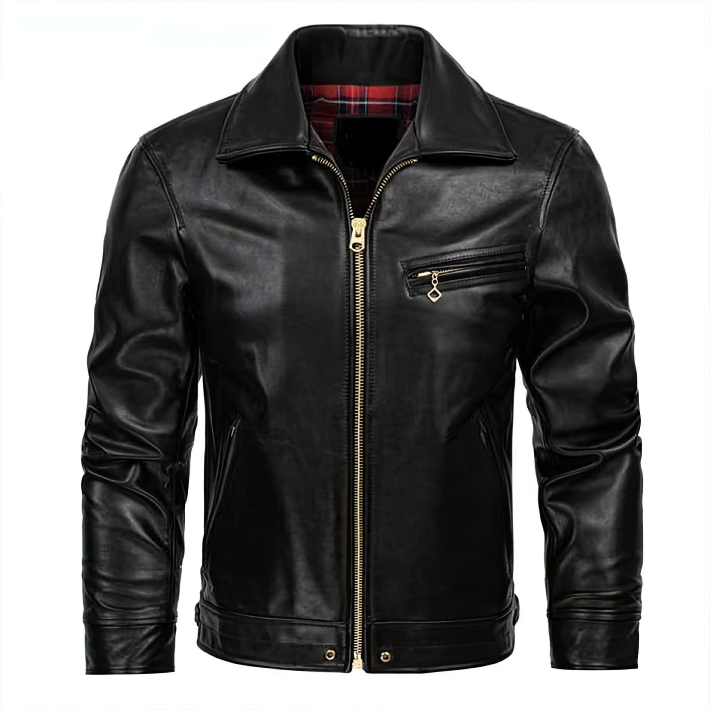 Mens Classic Natural Cowhide Jacket Men's Top Layer Cowhide Simple Slim Moto Coat Genuine Leather Jackets