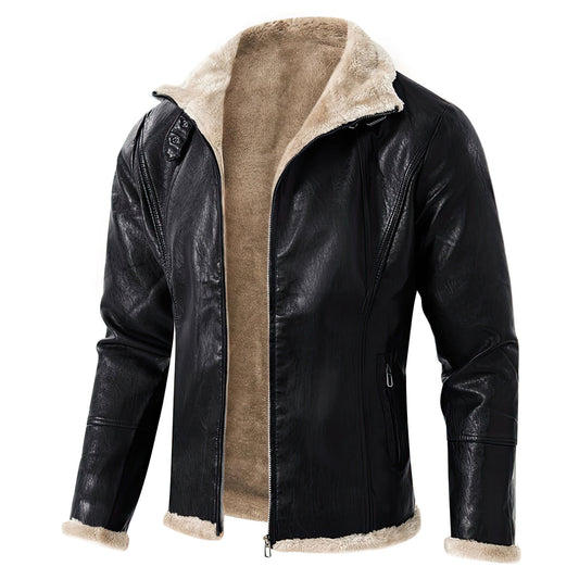 Men's Jackets Winter Fur Jacket Thickened Warm Turn Collar Coat Men's Padded Genuine Leather Jackets