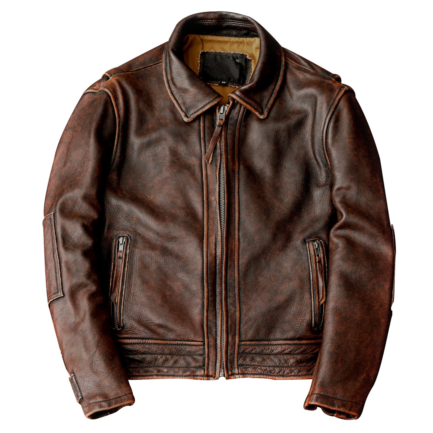 Men Vintage Motorcycle Jackets Cowhide Leather Coat Biker Genuine Leather Jacket