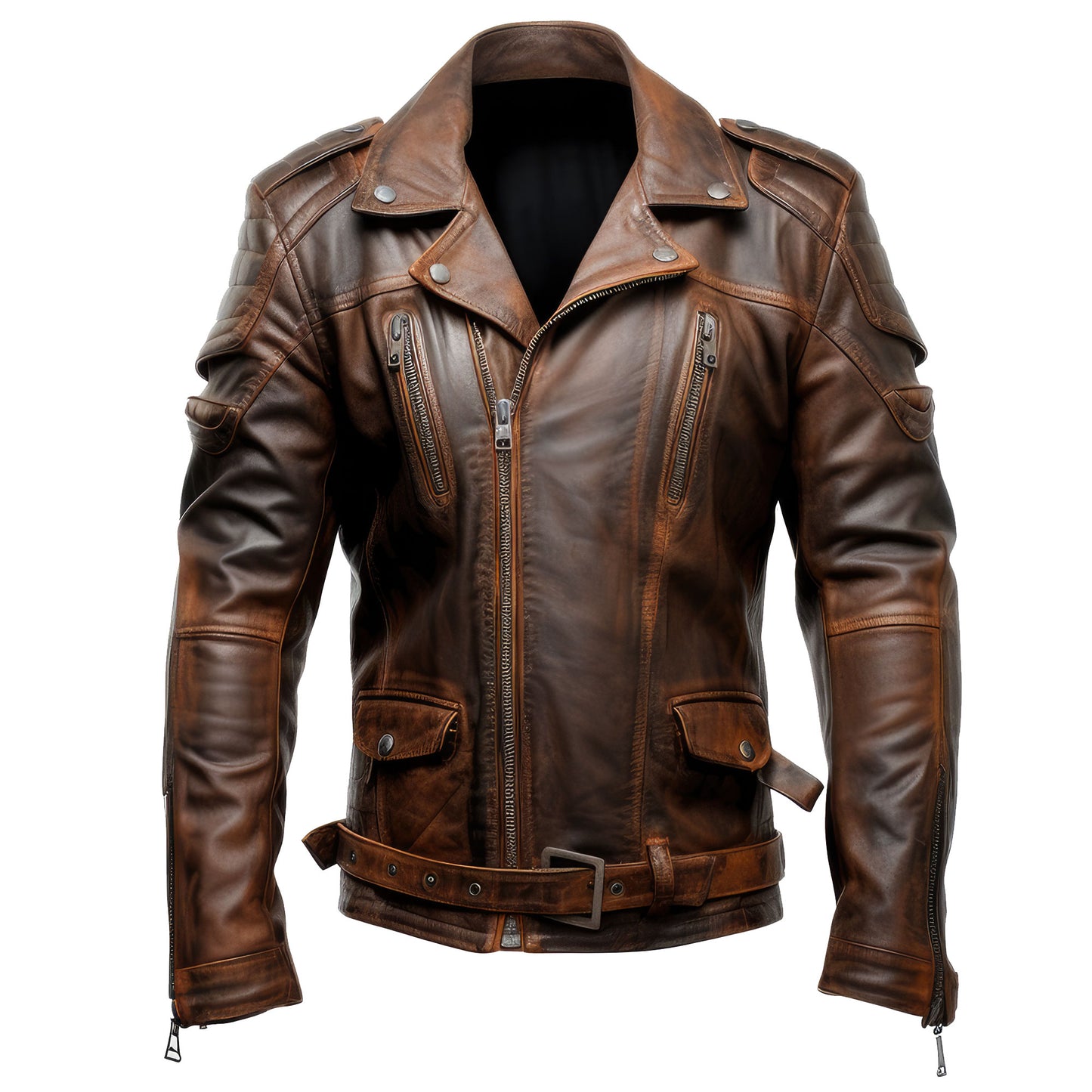 Mens Aviation Genuine Leather Jacket Military Lapel Zipper Pilot Brown Leather Jackets