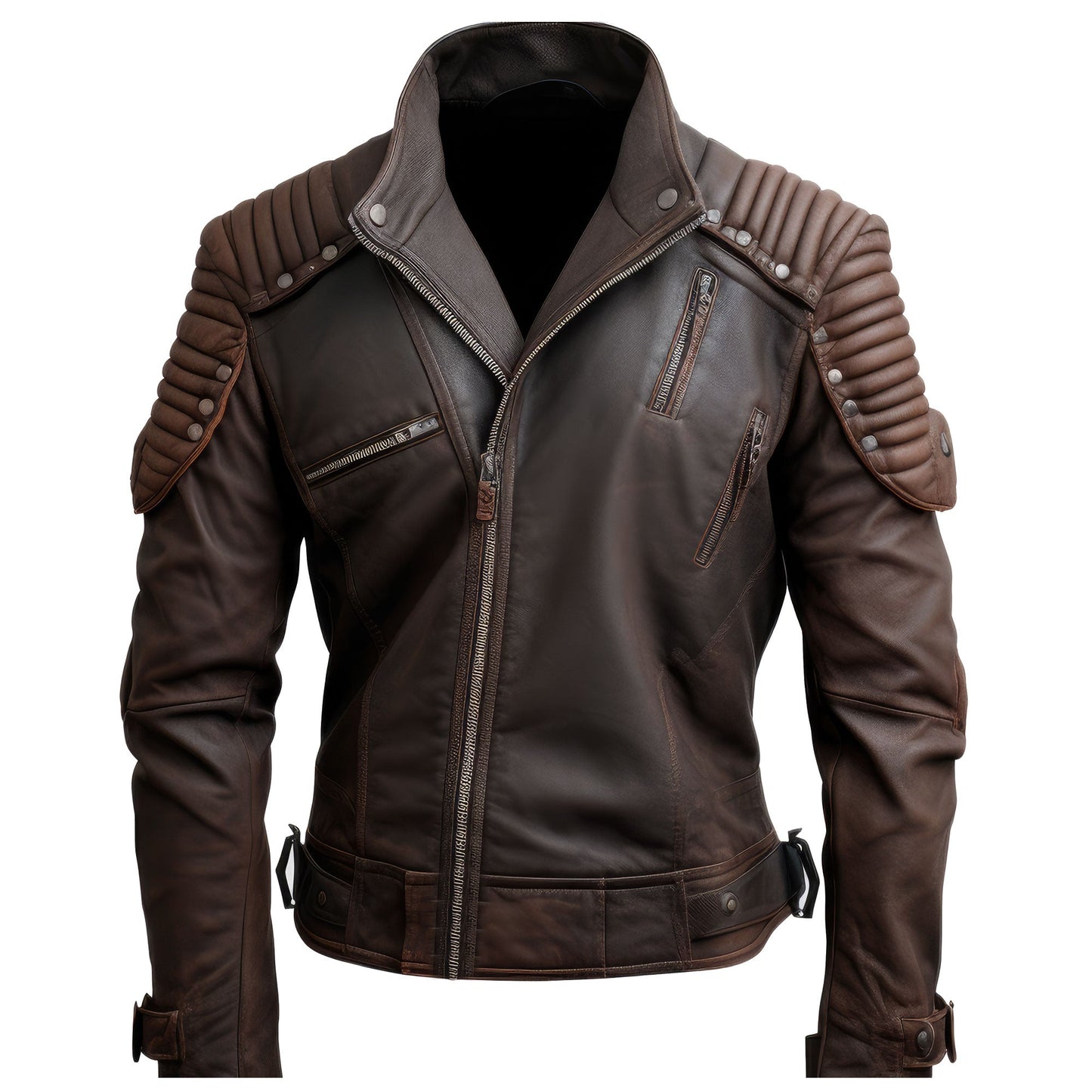 Mens Aviation Genuine Leather Jacket Military Stand Collar Zipper Pockets Pilot Vintage Leather Jackets