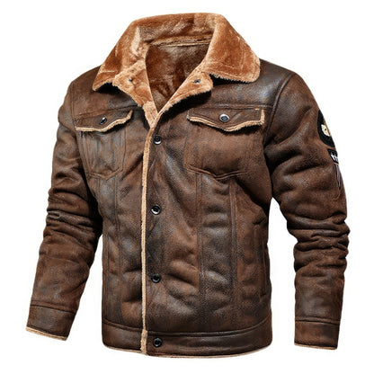 Mens Velvet Thicken Warm Leather Jacket Casual Men's Coats Slim Fit Genuine Leather Jackets