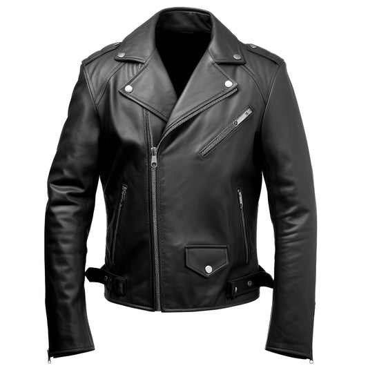 Mens Leather Jacket Lapel Blazer Punk Motorcycle Zipper Genuine Leather Jackets