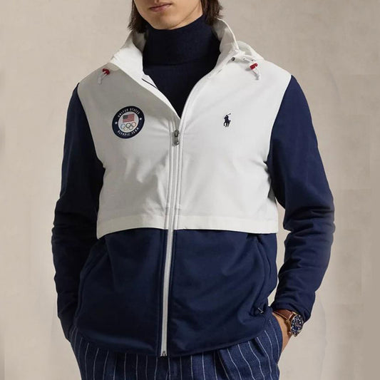 Polo Team USA 2024 Hooded Jacket Athletic Modern Style Cotton Polyester Viscose Lining Stand Collar Zipper Jacket for Men And Women